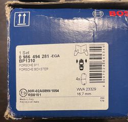 Bosch σετ τακακια μπροστά Porsche 911 ( 996, 997) Boxster 986, 987 3.2. Με anti squeak plate.