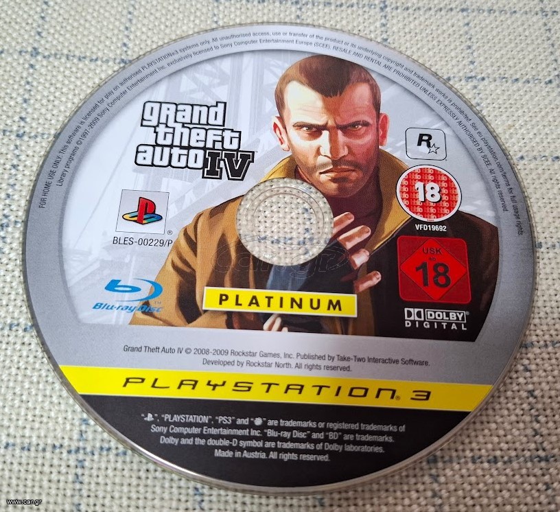 Grand Theft Auto IV Platinum PS3 PAL Regional Code