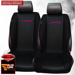 KIA E-NIRO ΠΛΑΤΟΚΑΘΙΣΜΑΤΑ ΤΕΧΝΟΔΕΡΜΑ RUBI ΜΑΥΡΟ ME  ΡΟΖ ΚΕΝΤΗΜΑ E-NIRO ΣΕΤ 2ΤΜΧ