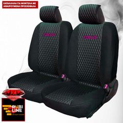 FORD FOCUS ΚΑΛΥΜΜΑΤΑ ΤΕΧΝΟΔΕΡΜΑ RUBI ΜΑΥΡΟ ME  ΡΟΖ ΚΕΝΤΗΜΑ FOCUS ΣΕΤ 2ΤΜΧ