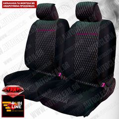MITSUBISHI ECLIPSE CROSS ΚΑΛΥΜΜΑΤΑ ΤΕΧΝΟΔΕΡΜΑ RUBI ΜΑΥΡΟ ME  ΡΟΖ  ΚΕΝΤΗΜΑ ECLIPSE CROSS ΣΕΤ 2ΤΜΧ