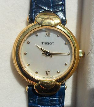 Tissot Ρολόι Χειρός Γυναικείο Ανοξείδωτο Ατσάλι Δερμάτινο Λουρί Επίχρυσο