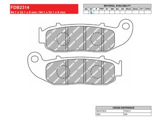 ΤΑΚΑΚΙΑ ΕΜΠΡΟΣ FANTIC CABALLERO 50-125-200  / SWM SIX DAYS 440 - SILVER VASE SV 440 - GRAN TURISMO 440 FERODO FDB314EF