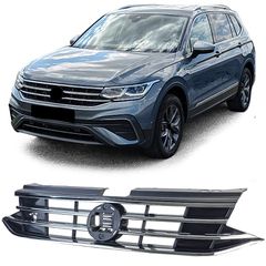 Μάσκα ψυγείου μαύρη με λωρίδες χρωμίου για VW Tiguan II Facelift 2020-2023