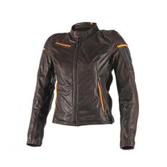 MICHELLE LADY LEATHER JACKET DAINESE DARK BROWN/BLACK/ORANGE