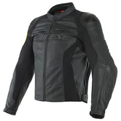 VR46 POLE POSITION LEATHER JACKET DAINESE BLACK/FLUO-YELLOW