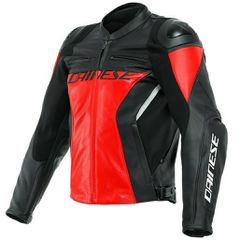 RACING 4 LEATHER JACKET DAINESE BLACK/FLUO-RED