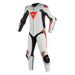 MUGELLO R D-AIR 1PC LEATHER SUIT DAINESE BLACK/WHITE/FLUO-RED