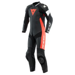 TOSA 1PC LEATHER PERF SUIT DAINESE BLACK/FLUO-RED/WHITE