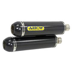 ARROW EXHAUST CARBON FIBRE (R-L) ROUND SIL STEEL END CAP DUCATI MONSTER 695 '06-'07