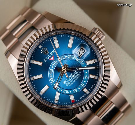 Rolex Super Replica Sky-Dweller Everose Gold Blue Dial 42mm