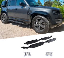 ΣΚΑΛΟΠΑΤΙΑ All Black Foot Rest Running Boards Side Step Bar For Land Rover Defender L663 110 2020-2024