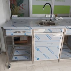 Πόστο καφέ λοξό 360/370*75*92/97 cm, με 3 θέσεις εργασίας, συρτάρια, ερμάρια & θέσεις για ψυγεία. Ποιότητα & Τιμή Stockinox-thumb-1