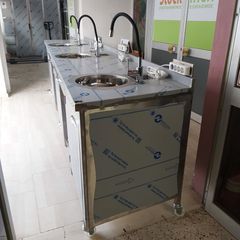 Πόστο καφέ λοξό 360/370*75*92/97 cm, με 3 θέσεις εργασίας, συρτάρια, ερμάρια & θέσεις για ψυγεία. Ποιότητα & Τιμή Stockinox-thumb-9