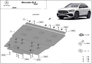 ΠΟΔΙΑ ΠΡΟΣΤΑΣΙΑΣ ΑΤΣΑΛΙΝΗ ΚΙΝΗΤΗΡΑ-ΚΕΝΤΡΙΚΗ ΓΙΑ Mercedes GLA H247 (2019-2024) ***ΛΑΔΑΣ 4Χ4***