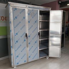 Ερμάριο τροχήλατο - ντουλάπα inox 160*70*208 εκ, με 3 πόρτες, 4 ρυθμιζόμενα ράφια και κλειδαριές. Ειδικές κατασκευές STOCKINOX -ΖΗΤΗΣΤΕ ΜΑΣ ΠΡΟΣΦΟΡΑ! Ποιότητα & Τιμή Stockinox