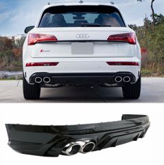 ΠΙΣΩ ΣΠΟΙΛΕΡ Diffuser Audi Q5 SUV FY S-Line (2018-2020) with Silver Exhaust Muffler Tips