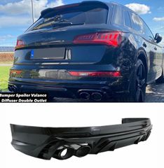 ΠΙΣΩ ΣΠΟΙΛΕΡ Rear Bumper Spoiler Valance Diffuser Double Outlet Audi Q5 SUV FY S-Line (2018-2020) Black Tips