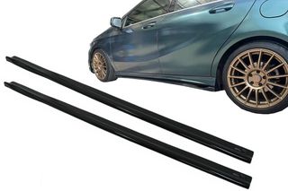 ΜΑΣΠΙΕΔΕΣ Lip Spoiler Side Skirts Extension Mercedes A-Class W176 Sport Line A45 AMG Hatchback (2012-2018) Piano Black