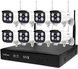 SRIHOME NVS001 8-CHANNELS NVR + 8 BULLET 1080P WIRELESS WATERPROOF CAMERAS