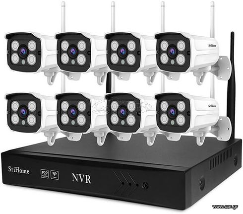 SRIHOME NVS001 8-CHANNELS NVR + 8 BULLET 1080P WIRELESS WATERPROOF CAMERAS