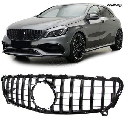 Sport μάσκα ψυγείου μαύρη γυαλάδα για Mercedes A Class W176 Facelift 15-18