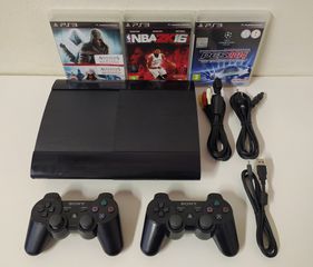 Sony PS3 S.Slim 500GB + 2 Χειριστήρια + 4 Παιχνίδια