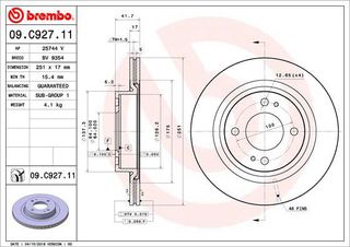 09.C927.11 ΔΙΣΚΟΙ ΕΜΠΡ.MITSUBISHI MIRAGE / SPACE STAR 12-(251MM)