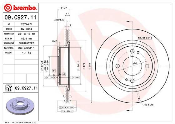 09.C927.11 ΔΙΣΚΟΙ ΕΜΠΡ.MITSUBISHI MIRAGE / SPACE STAR 12-(251MM)