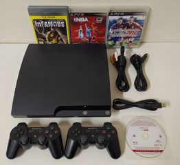 Sony PS3 Slim 250GB + 2 Χειριστήρια + 4 Παιχνίδια