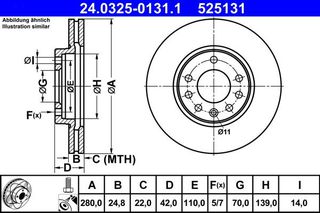 525131 ΔΙΣΚΟΙ ΕΜΠΡ.POWER DISC ASTRA H (5ΜΠΟΥΛ) 280MM