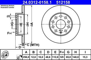 512158 - ΔΙΣΚΟΠΛΑΚΑ ΟΠΙΣΘ.POWER DISC GOLF V/VI,JETTA III,OCTAVIA,ALTEA,A3