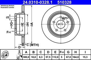 510328 ΔΙΣΚΟΠΛΑΚΑ POWER-DISC ΟΠΙΣΘ DB W204 C-CLASS (300MM)