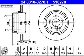 510278 ΔΙΣΚΟΙ ΟΠΙΣΘ.ΧΑΡΑΚΤ.POWER DISC MB W211/W212 (300MM)