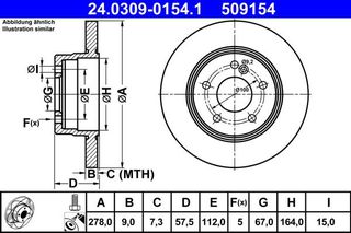 509154 ΔΙΣΚΟΠΛΑΚΑ POWER-DISC ΟΠΙΣΘ DB W204 C-CLASS (278MM)