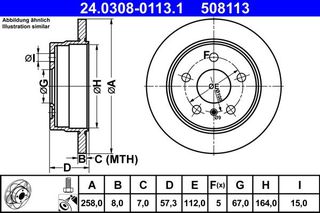 508113 ΔΙΣΚΟΙ ΟΠΙΣΘ.ΧΑΡ.POWER-DISC DB W245 (258MM)