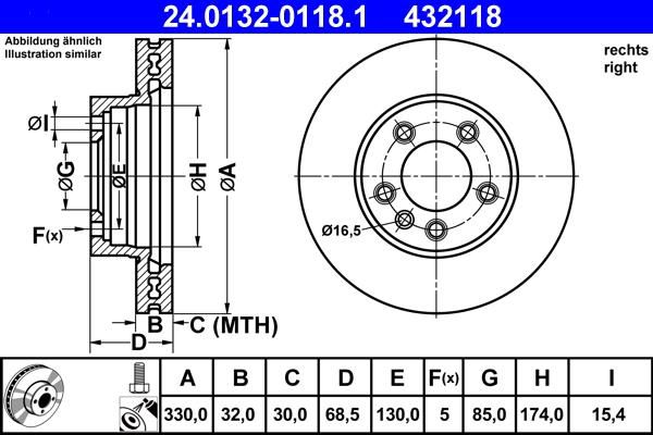 432118 - ΔΙΣΚΟΠΛΑΚΑ ΔΕΞΙΑ - PORSCHE CAYENNE I (03-10)