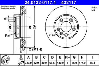 432117 - ΔΙΣΚΟΠΛΑΚΑ ΑΡΙΣ - PORSCHE CAYENNE I (03-10)