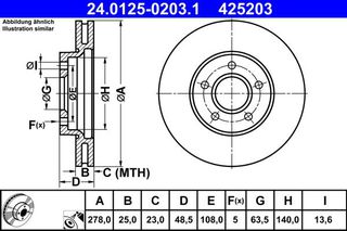 425203 ΔΙΣΚΟΙ ΕΜΠΡ.VOLVO V40 (ΖΑΝΤ 15) (278ΜΜ)