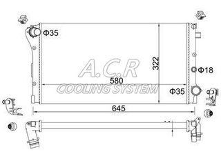 ΨΥΓΕΙΟ ΝΕΡΟΥ FIAT PANDA 2003-2011 1100CC 1200CC (580X320X18 - ΚΟΥΜΠΩΤΟΙ ΛΑΙΜΟΙ) 46798743 51729373 51773194 FT2292 DRM09085 617846 58237 732925