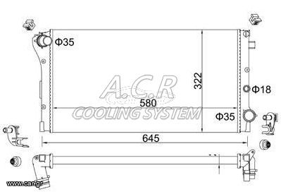 ΨΥΓΕΙΟ ΝΕΡΟΥ FIAT PANDA 2003-2011 1100CC 1200CC (580X320X18 - ΚΟΥΜΠΩΤΟΙ ΛΑΙΜΟΙ) 46798743 51729373 51773194 FT2292 DRM09085 617846 58237 732925