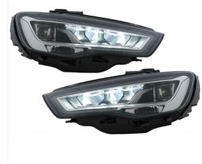 Μπροστινά Φανάρια Set Για Audi A3 8V 12-16 DRL Full Led & Led Signal Μαύρα Με Μοτέρ Carner