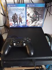 PS4-SLIM.ME 1 ΚΟΝΤΡΟΛ ΚΟΜΠΛΕ ΚΑΛΩΔΙΑ ΚΑΘΑΡΙΣΜΕΝΗ ΜΕ 2 GAMES GOD OF WAR RAGNAROK-GHOST OF TSUSHIMA