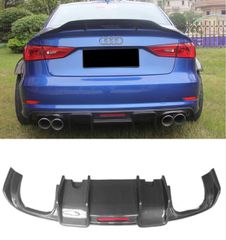 ΠΙΣΩ ΣΠΟΙΛΕΡ Rear Diffuser with LED Light Audi S3 & A3 Sline Sedan S Design 2013-2016  Carbon & Forged Carbon Fiber