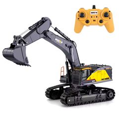 Off-Road 2024 Huina 1592 RC Excavator 2.4G 1:14 Big RC Trucks Simulation Excavator 22CH Vehicle Model Hobby Toys