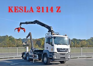 Ανατροπή + Γερανός MAN 2014 TGS 26.360 hookloader * KESLA 2114 Z *