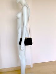 LA BAGAGERIE Jean Marlaix Paris Βραδυνή Βελούδινη Τσάντα Vintage Αφόρετη - Black Velvet Dress Bag-thumb-19