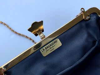 LA BAGAGERIE Jean Marlaix Paris Βραδυνή Βελούδινη Τσάντα Vintage Αφόρετη - Black Velvet Dress Bag-thumb-8