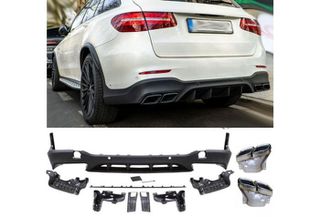 Diffuser Πίσω Προφυλακτήρα Για Mercedes-Benz GLC SUV X253 2015-2019 GLC63 Amg Look Για Amg Sport Line Προφυλακτήρες Σετ Με Μπούκες Χρωμίου eautoshop gr ατοκες δοσεις