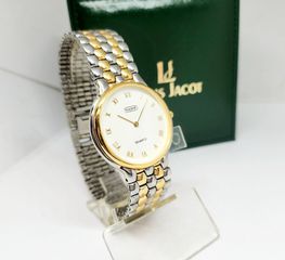 Vintage 1990s Gold-Plated Louis Jacot Γαλλικό αντρικό ρολόι Quartz 19102 A9086 TIMH 160 ΕΥΡΩ